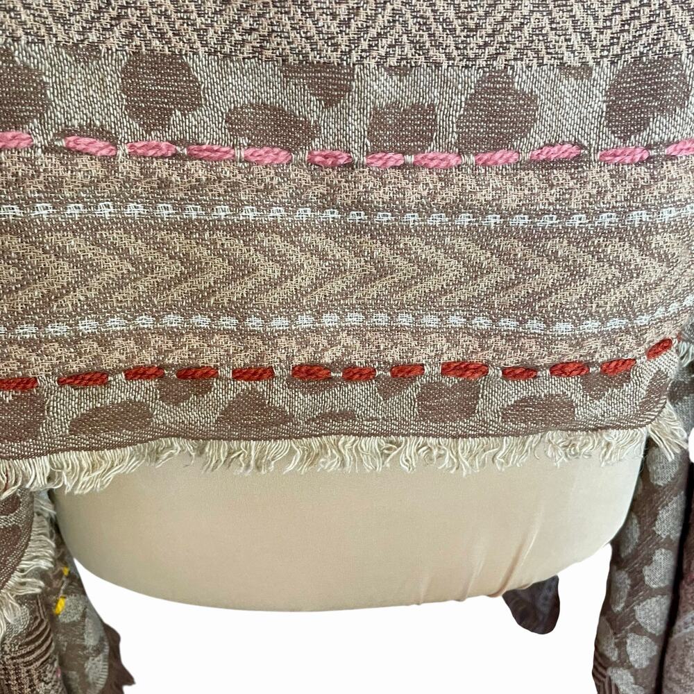 Codello Tan Heart Print Large Rectangular Scarf 7… - image 4